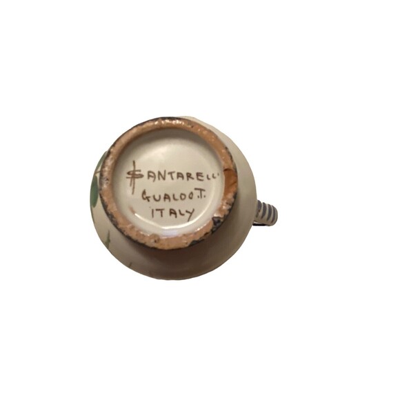 Santarelli Cream Pitcher Antique Made in Italy Floral Cream Blue Red - Picture 5 of 6